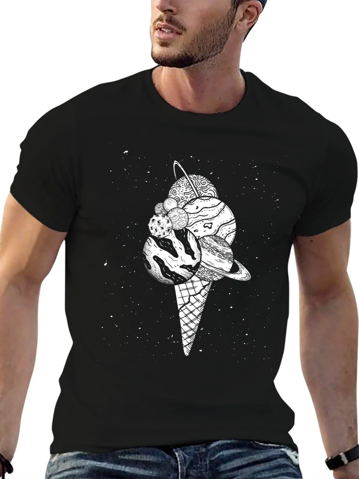 Space Ice Cream Black T-Shirt product image 6