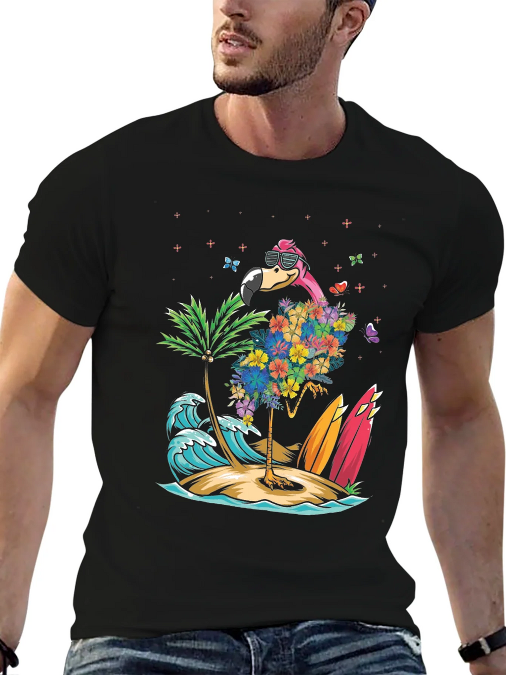 Tropical Flamingo Beach T-Shirt product image 6