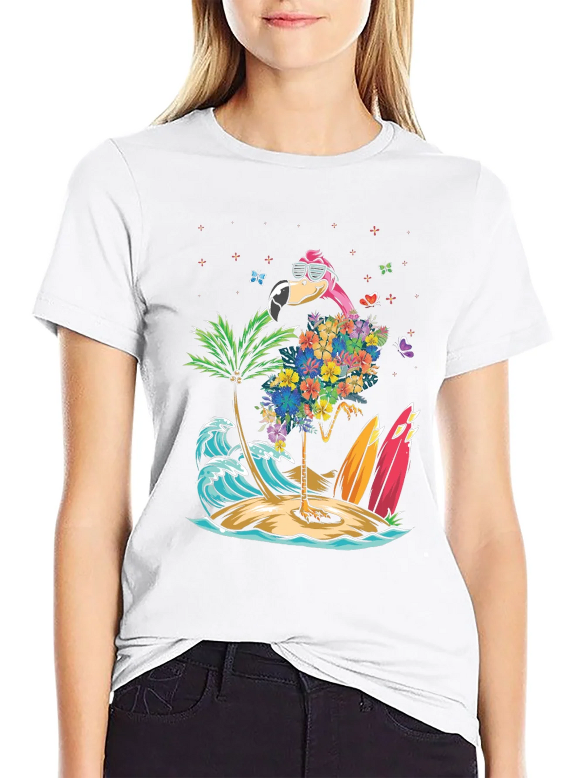 Tropical Flamingo Beach T-Shirt product image 8