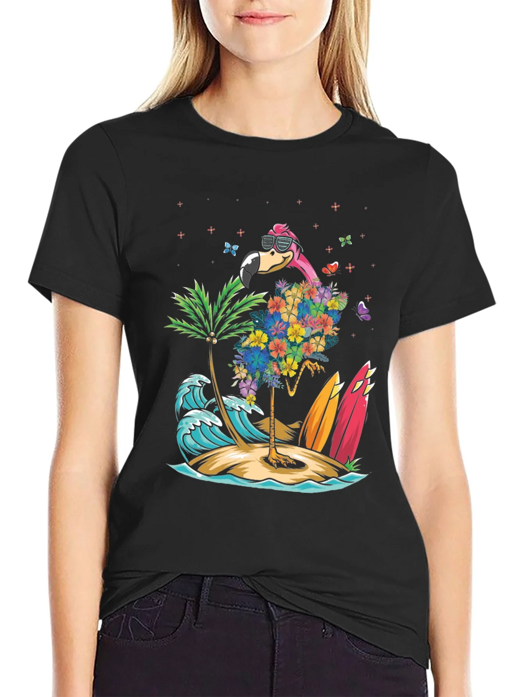 Tropical Flamingo Beach T-Shirt product image 2