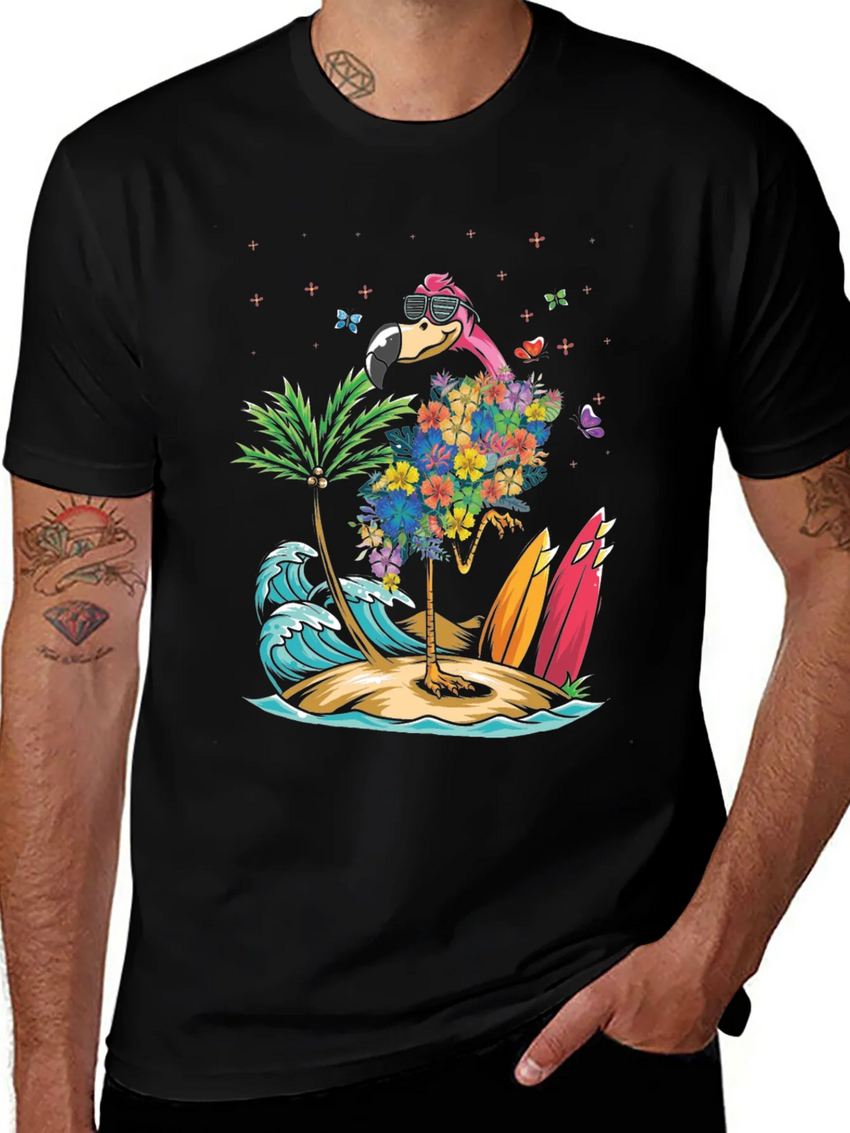 Tropical Flamingo Beach T-Shirt product image 1