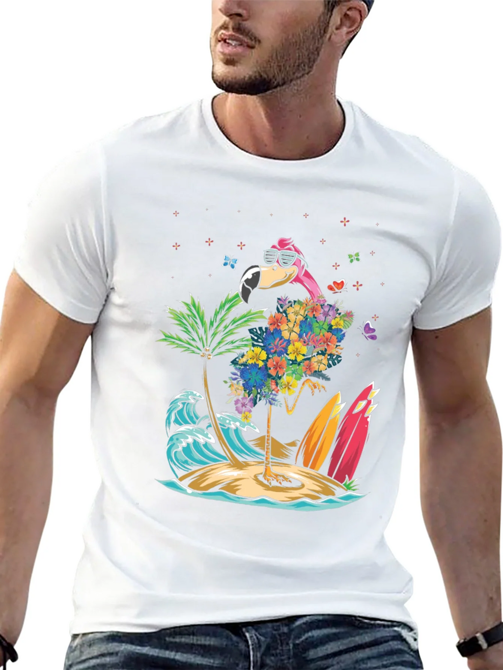 Tropical Flamingo Beach T-Shirt product image 12