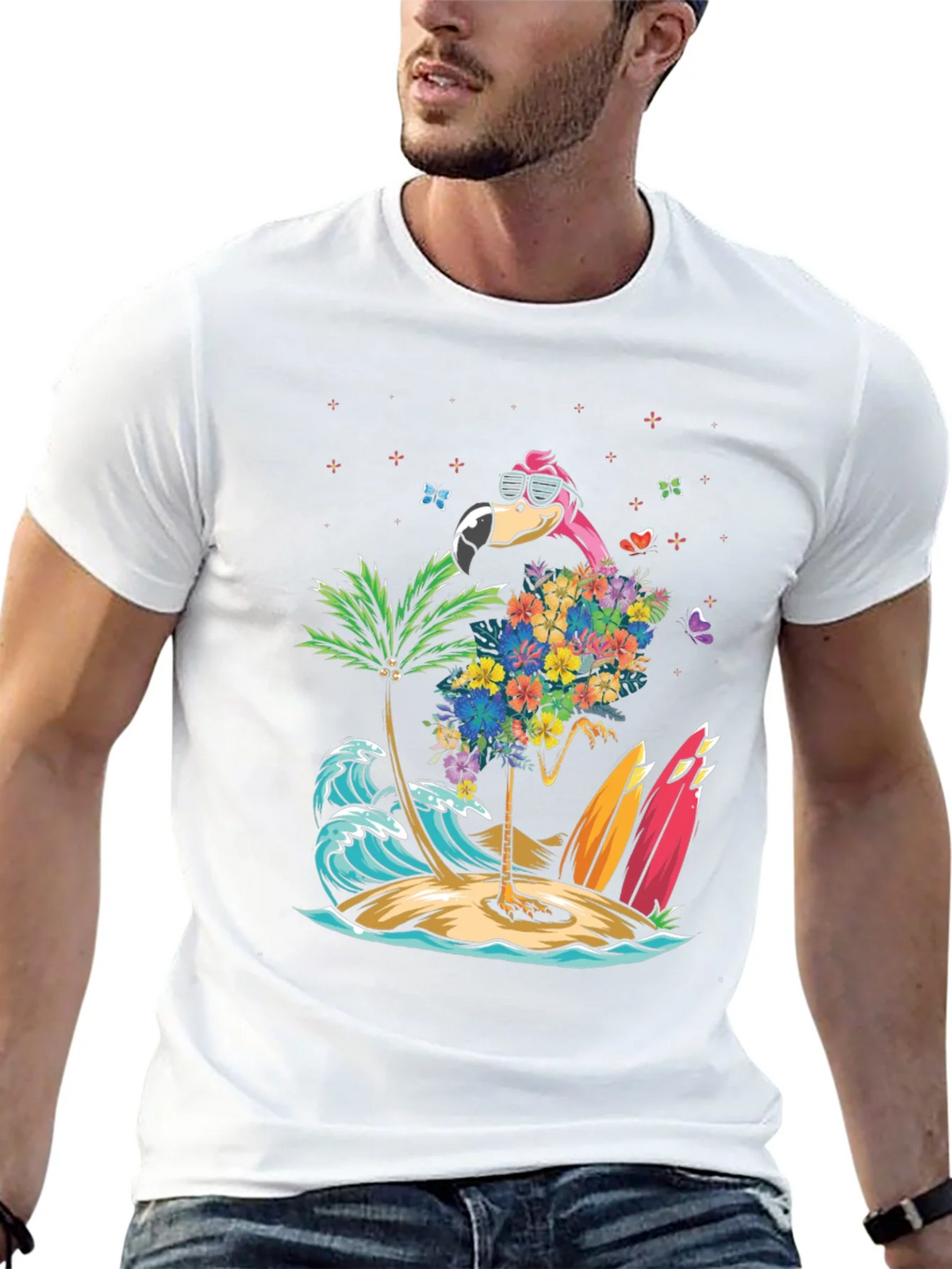 Tropical Flamingo Beach T-Shirt product image 12