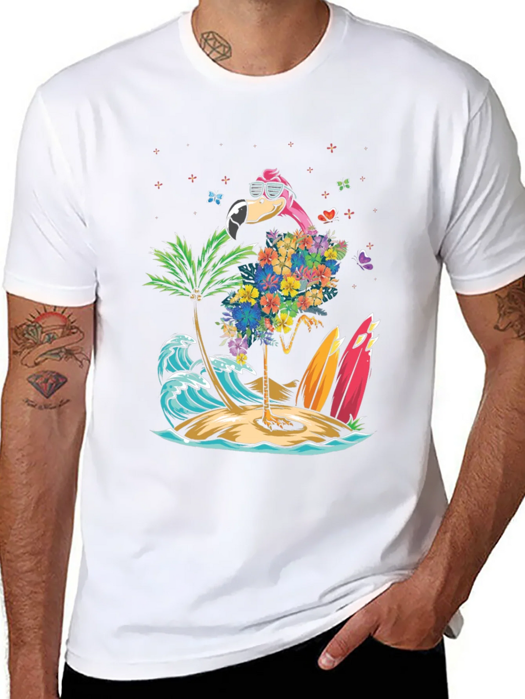 Tropical Flamingo Beach T-Shirt product image 7