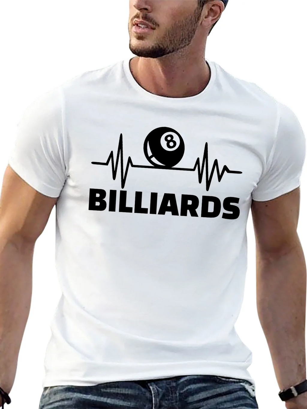 Billiards Eight Ball Heartbeat Graphic Tee product image 8