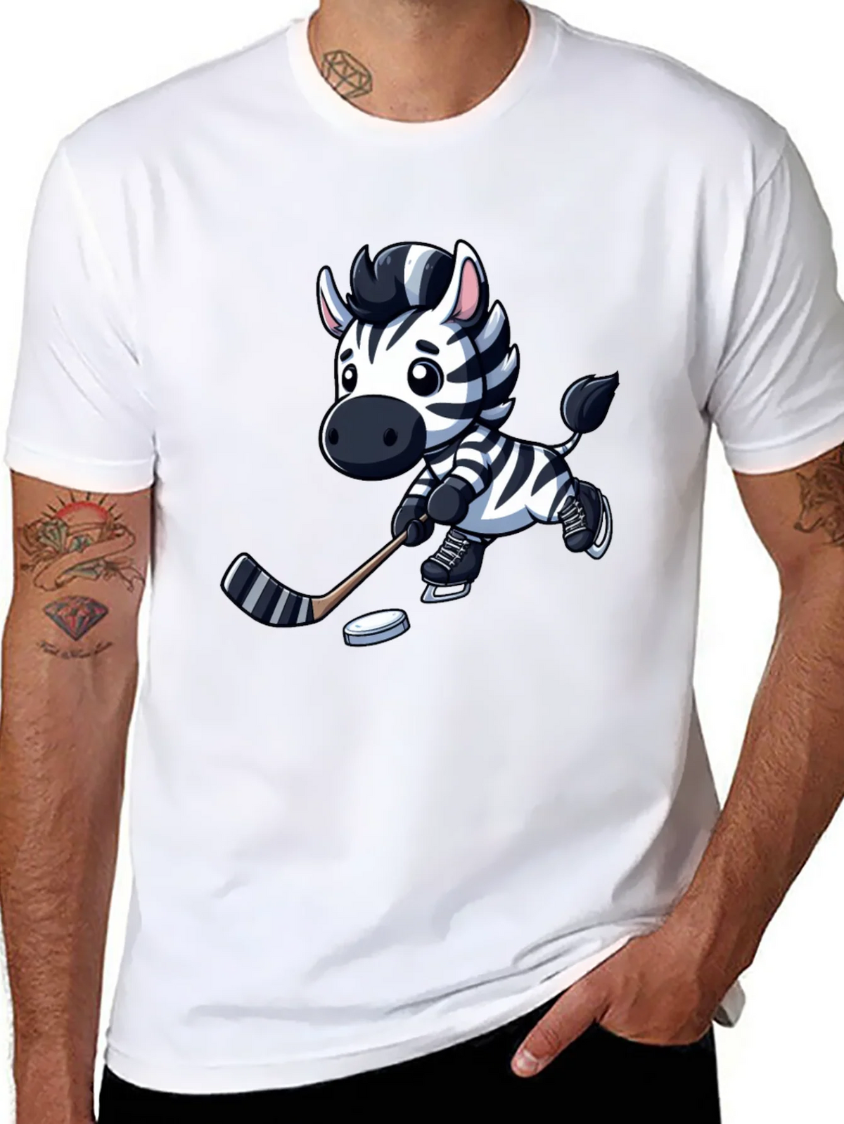 Zebra Hockey Player T-Shirt - Cool Cartoon Design product image 7