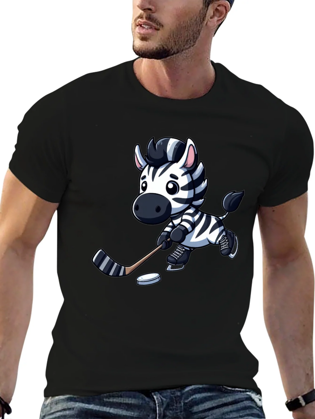 Zebra Hockey Player T-Shirt - Cool Cartoon Design product image 6