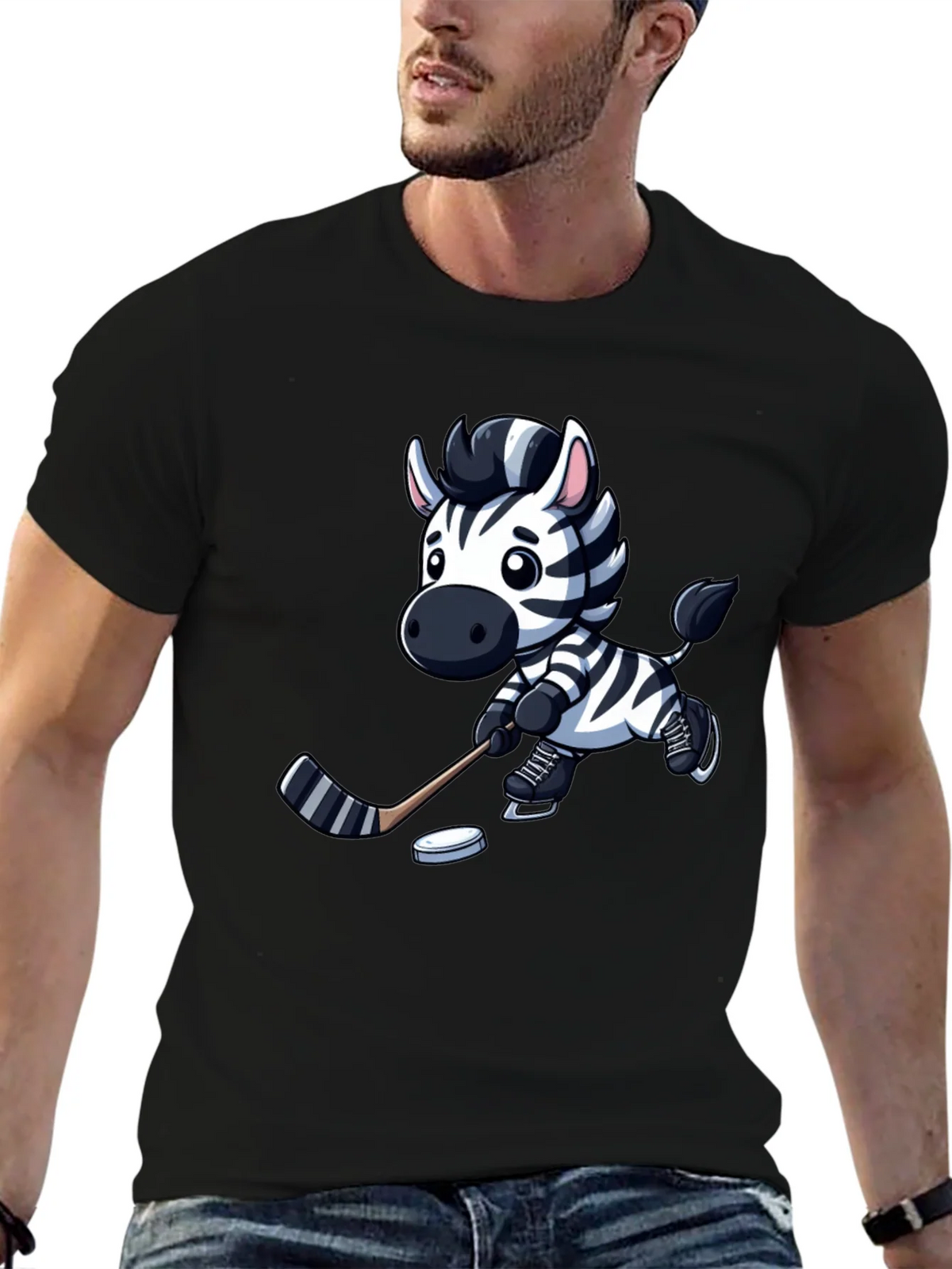 Zebra Hockey Player T-Shirt - Cool Cartoon Design product image 6