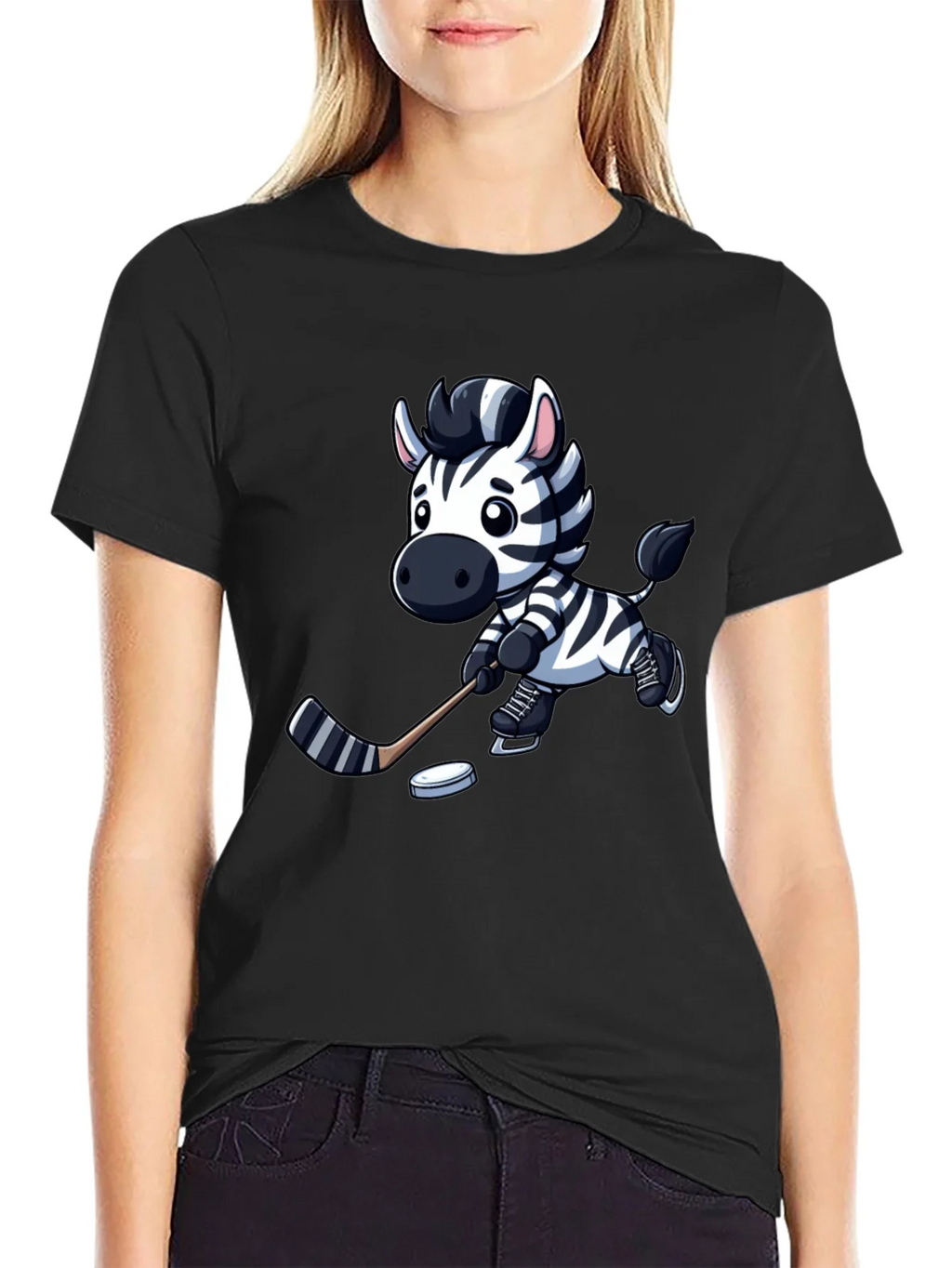 Zebra Hockey Player T-Shirt - Cool Cartoon Design product image 2