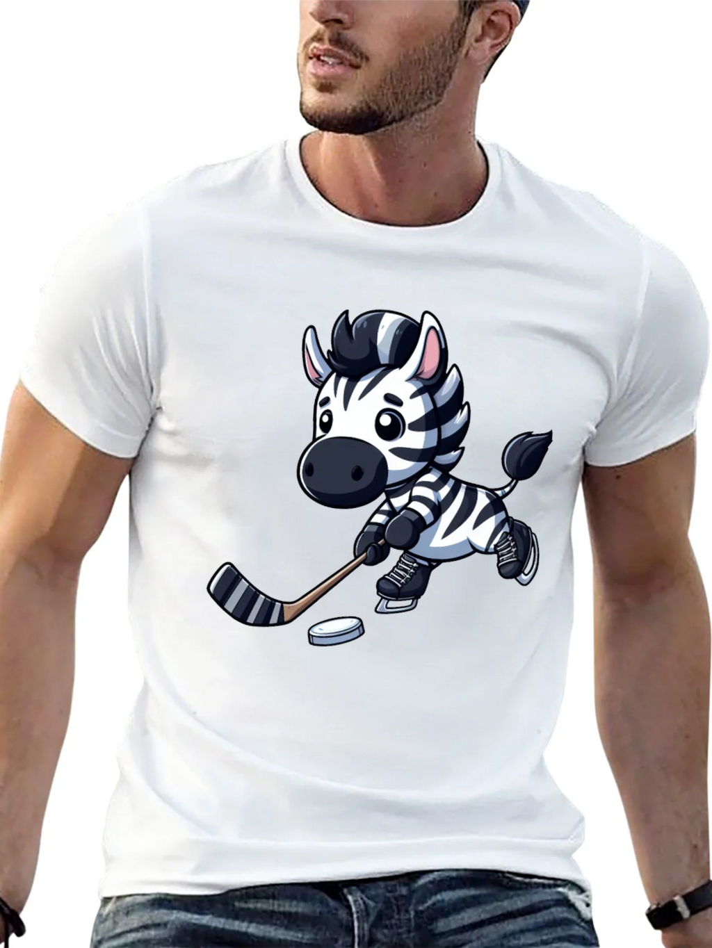 Zebra Hockey Player T-Shirt - Cool Cartoon Design product image 12