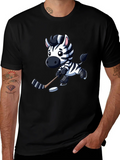 Zebra Hockey Player T-Shirt - Cool Cartoon Design product image 1