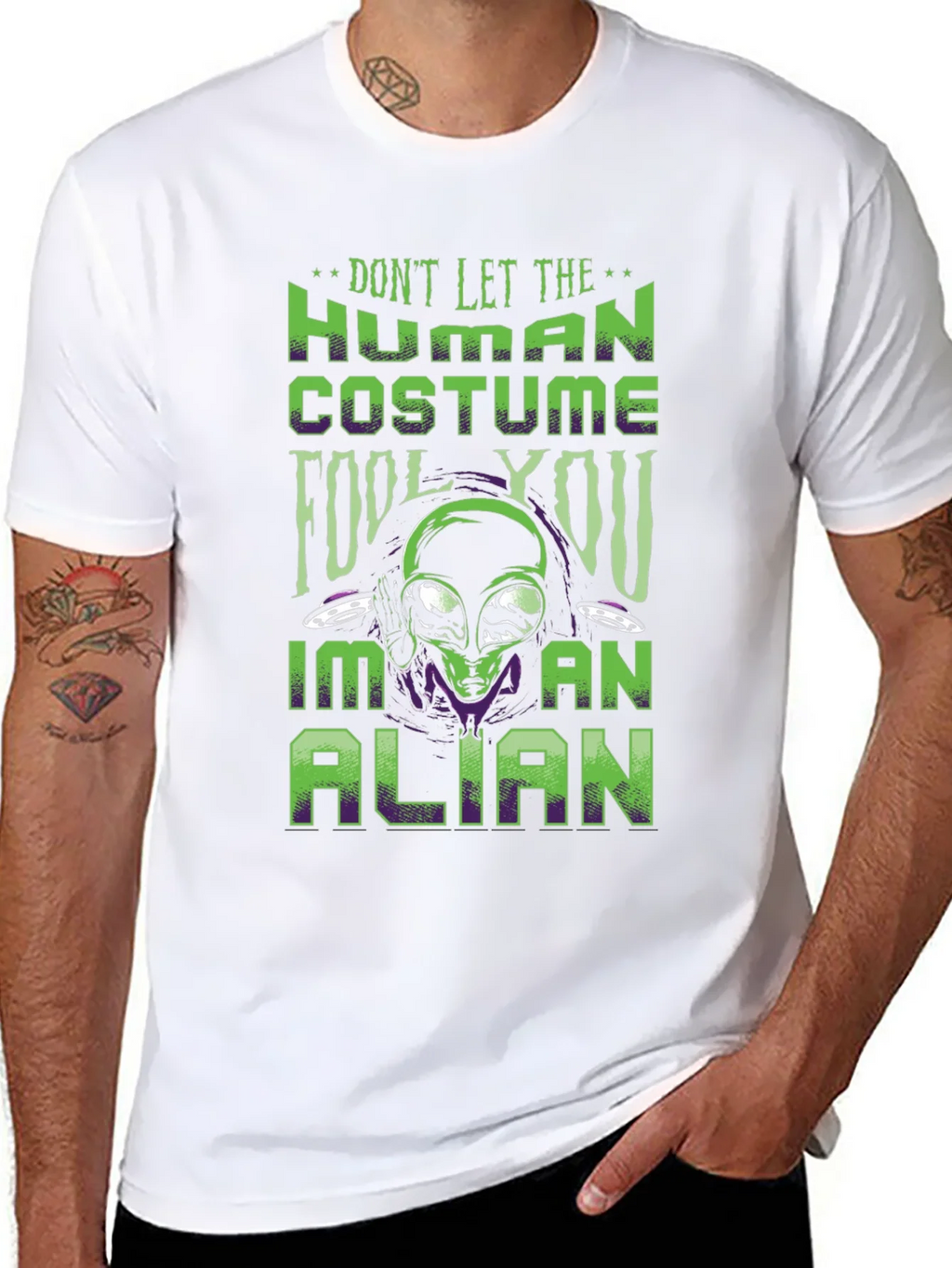 Dont Let The Human Costume Fool You Alien T-Shirt product image 7