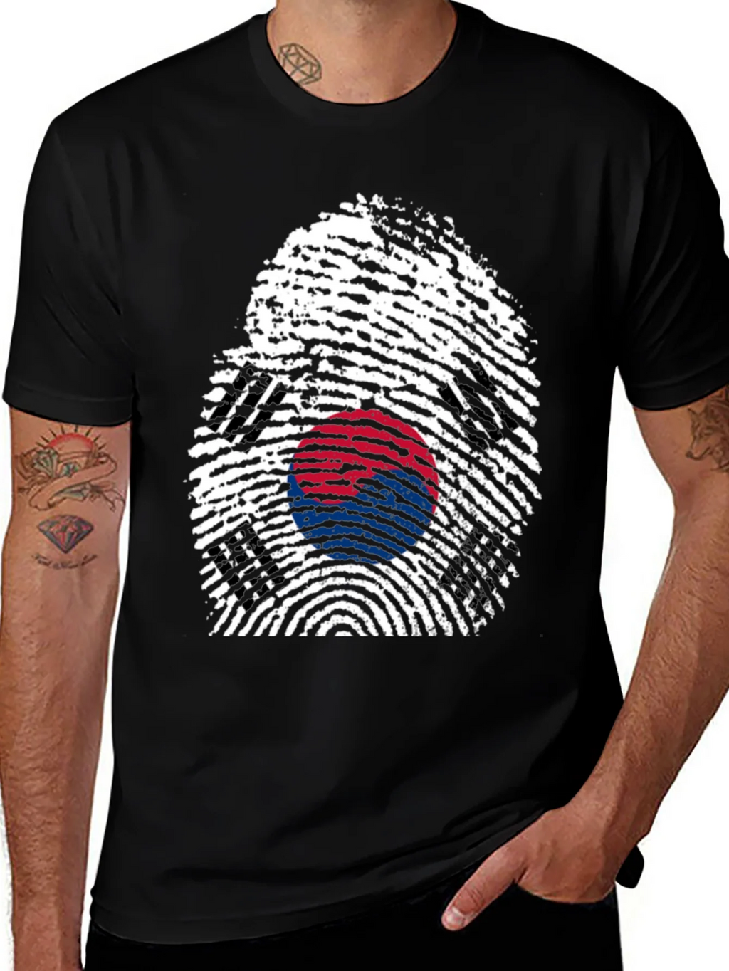 South Korea Flag Fingerprint Graphic T-Shirt product image 1