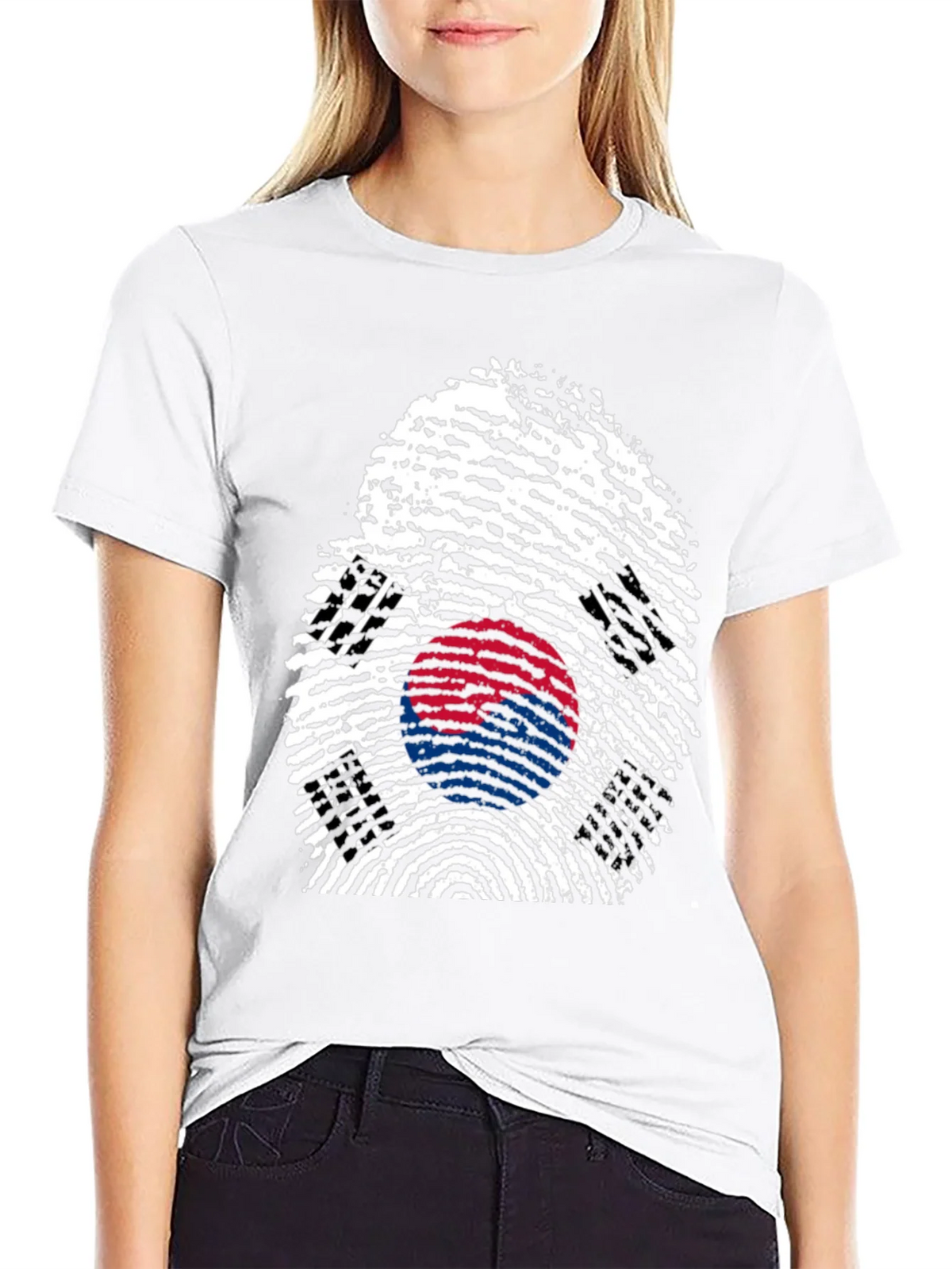 South Korea Flag Fingerprint Graphic T-Shirt product image 8