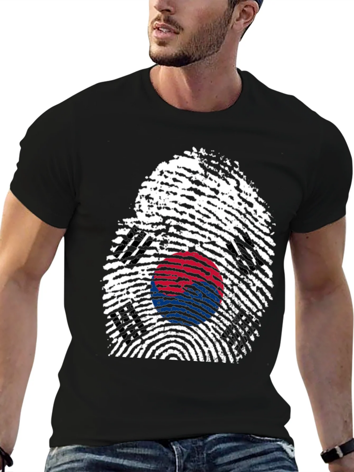 South Korea Flag Fingerprint Graphic T-Shirt product image 6
