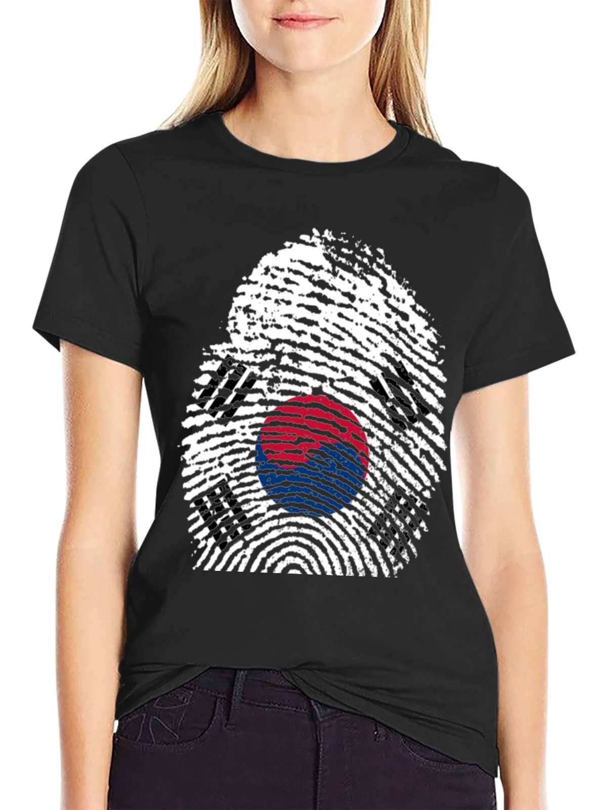 South Korea Flag Fingerprint Graphic T-Shirt product image 2