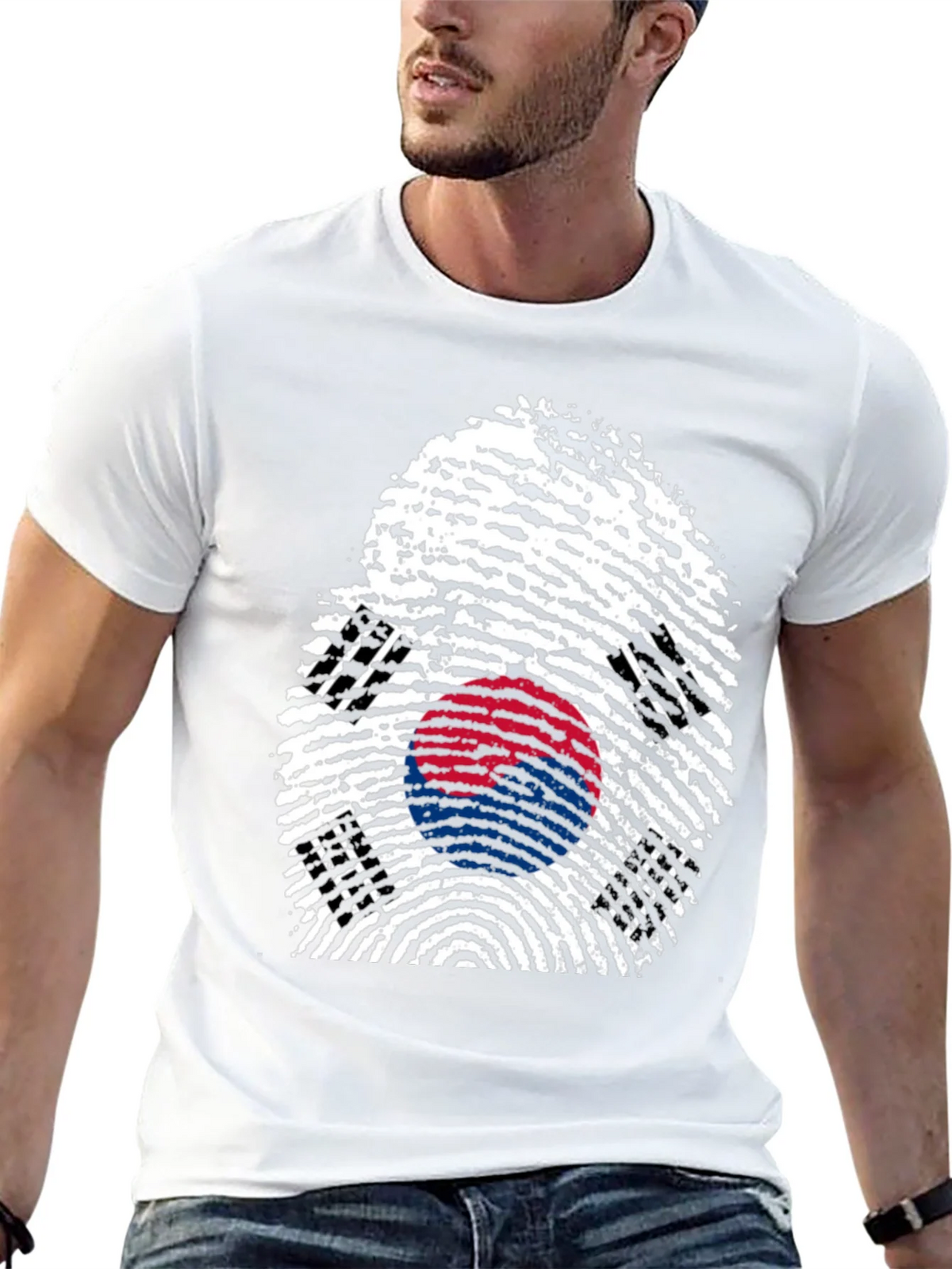 South Korea Flag Fingerprint Graphic T-Shirt product image 11