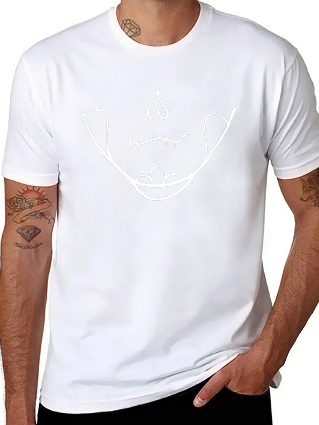 Skull Smile Graphic Tee - Black Cotton Casual product image 7