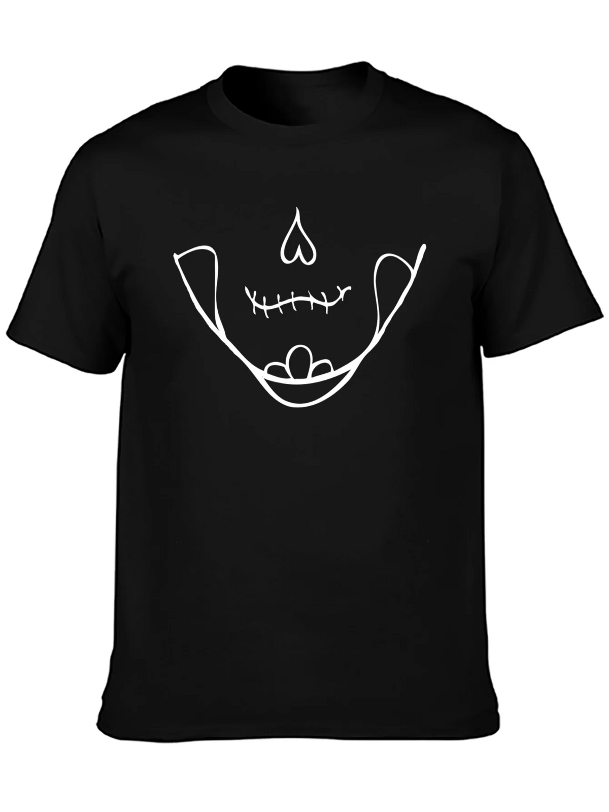 Skull Smile Graphic Tee - Black Cotton Casual product image 3