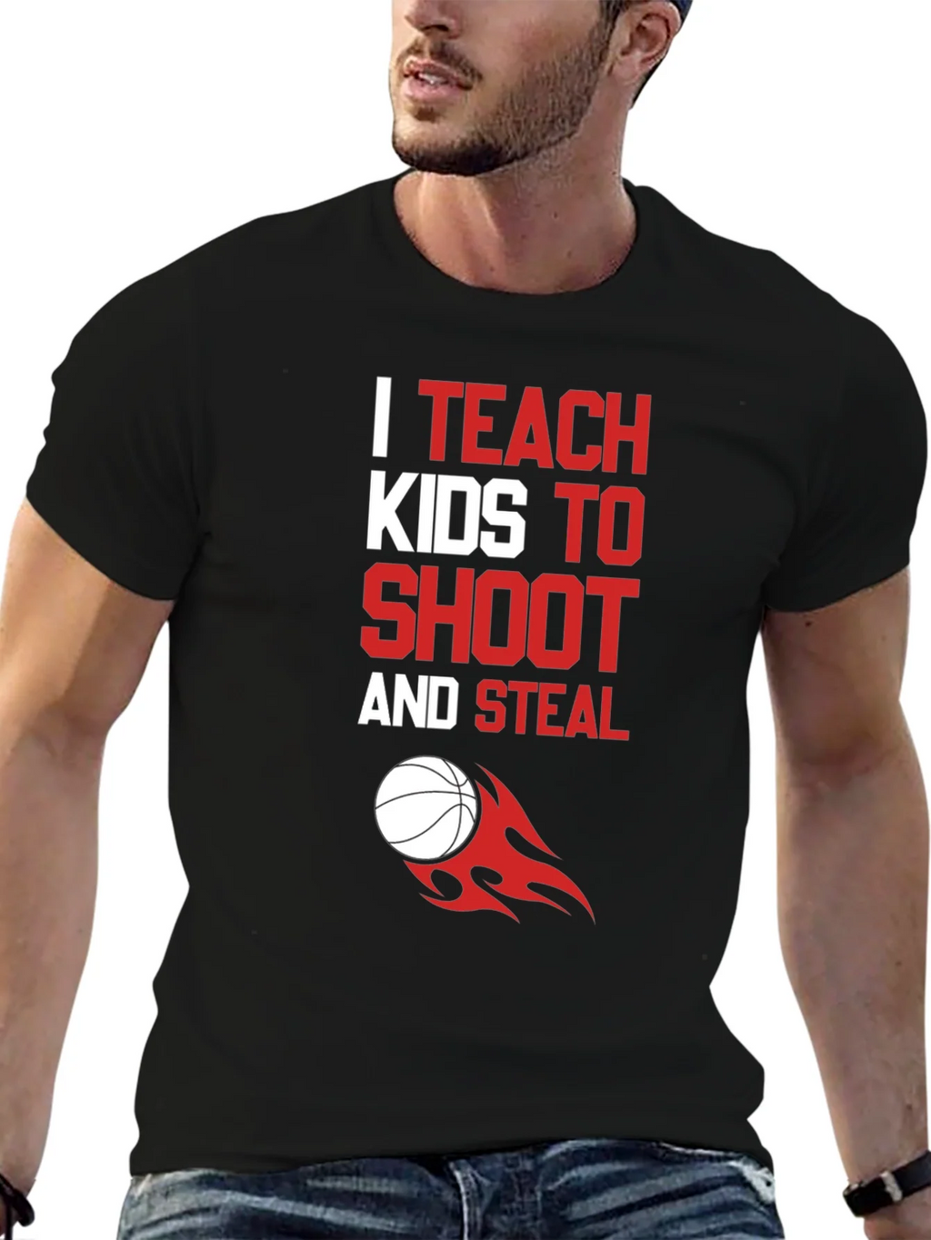 I Teach Kids to Shoot & Steal T-Shirt - Basketball Coach Tee product image 5
