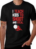 I Teach Kids to Shoot & Steal T-Shirt - Basketball Coach Tee product image 1