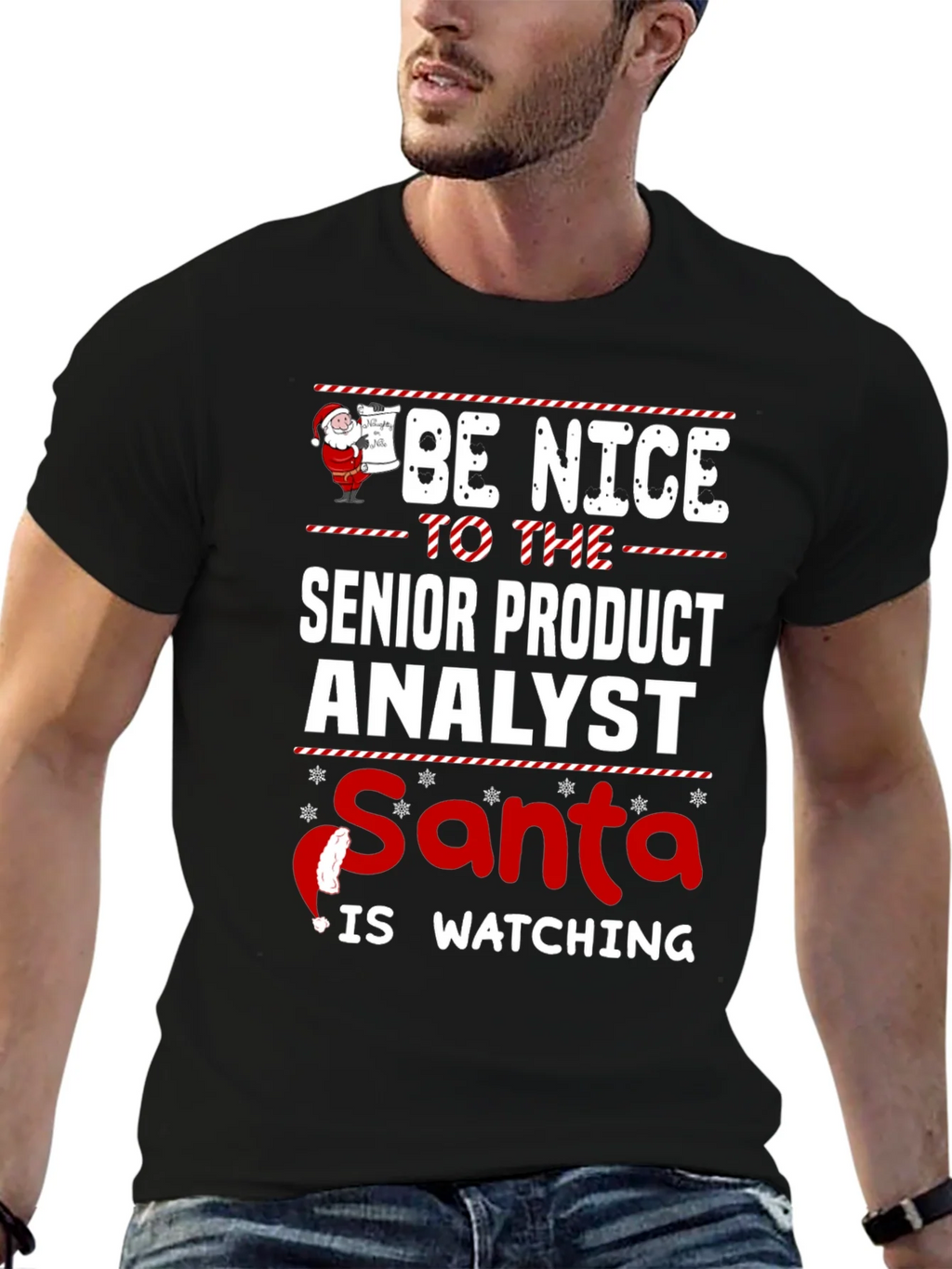 Senior Product Analyst Santa Watching T-Shirt product image 4