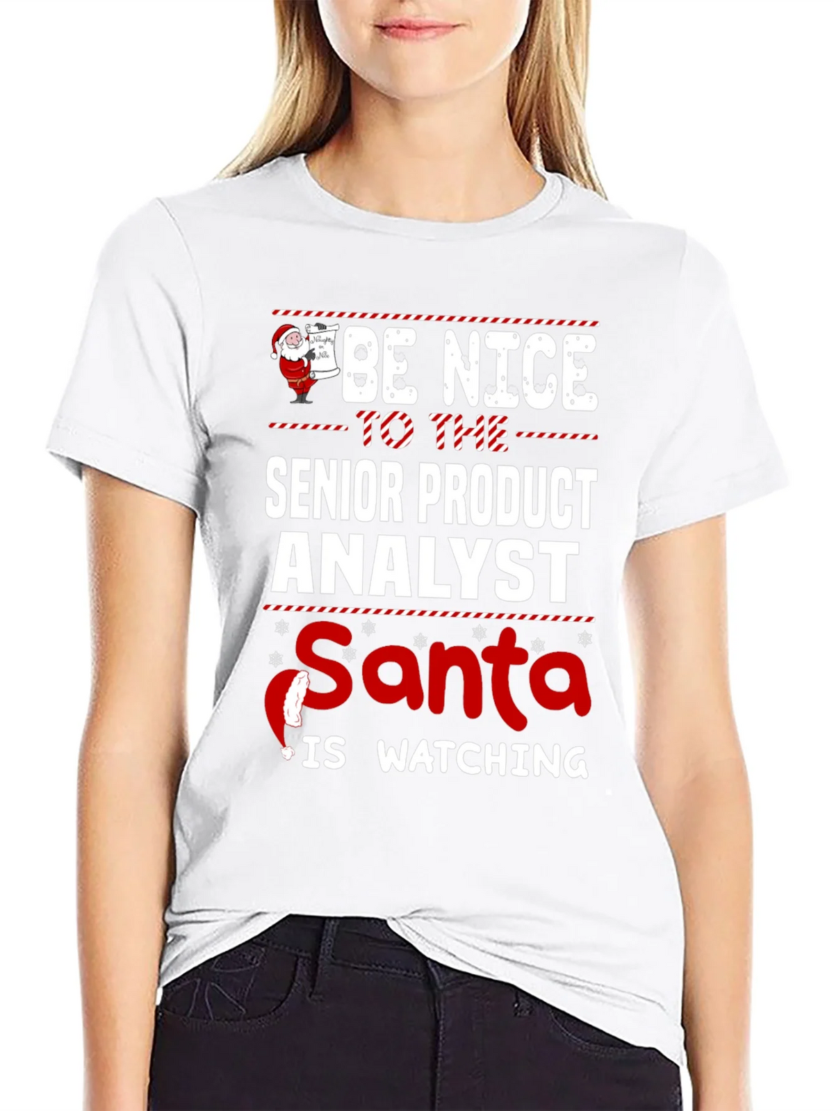 Senior Product Analyst Santa Watching T-Shirt product image 6