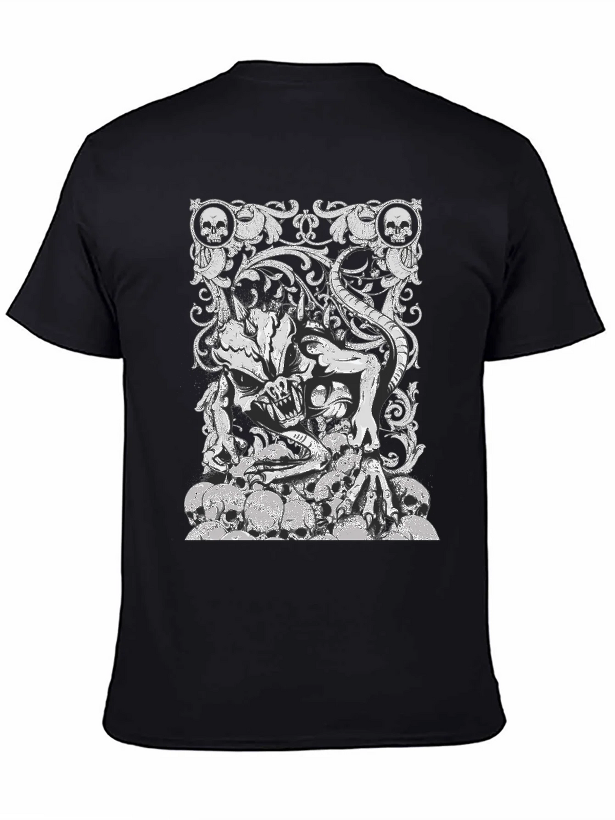 Skull Demon Graphic Black T-Shirt product image 4