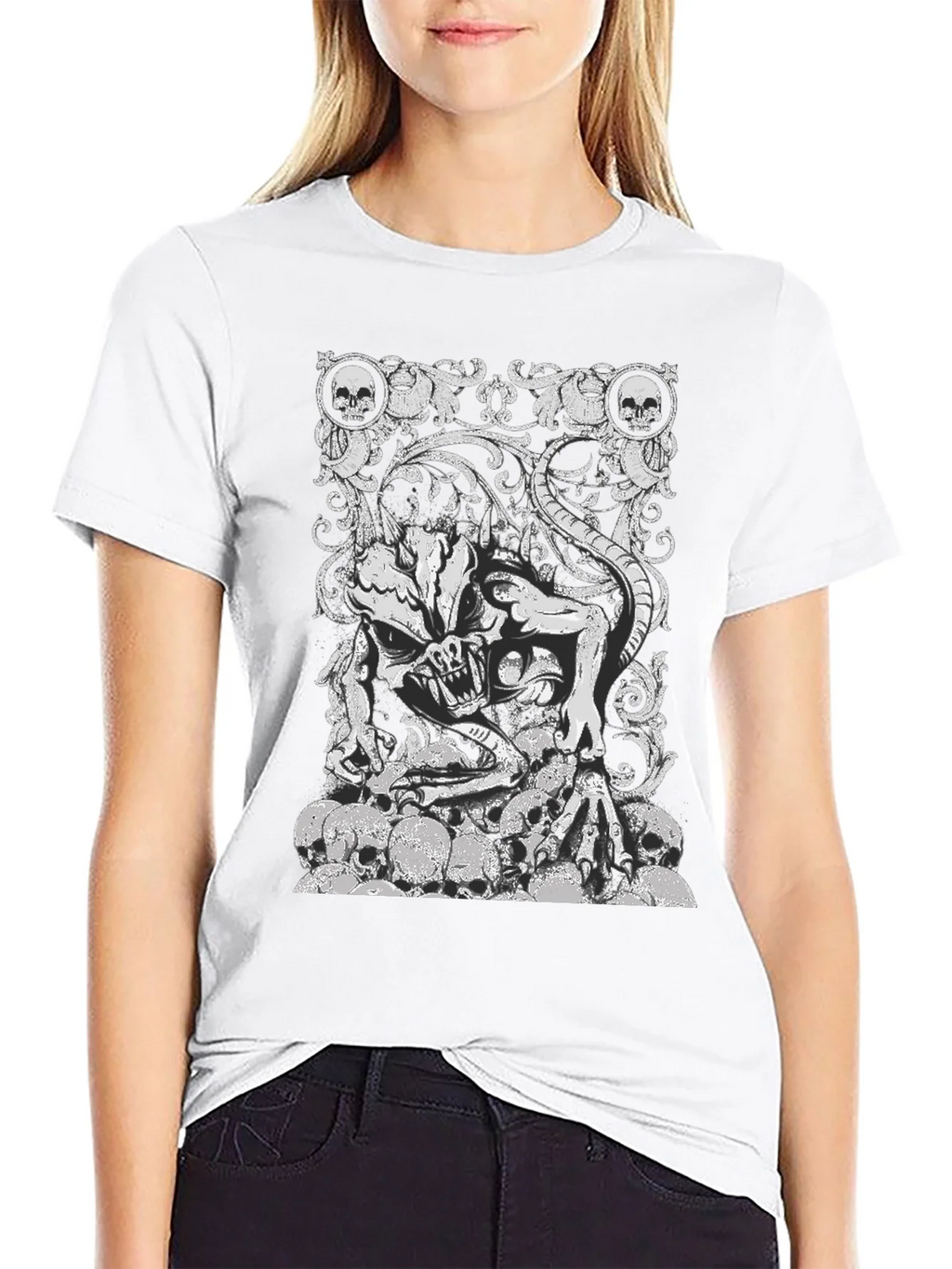 Skull Demon Graphic Black T-Shirt product image 8
