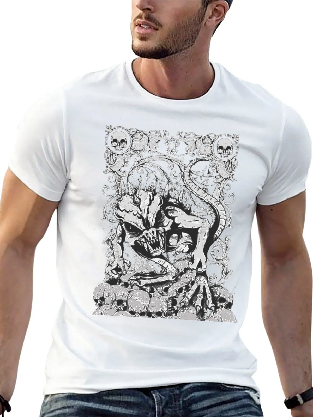 Skull Demon Graphic Black T-Shirt product image 12