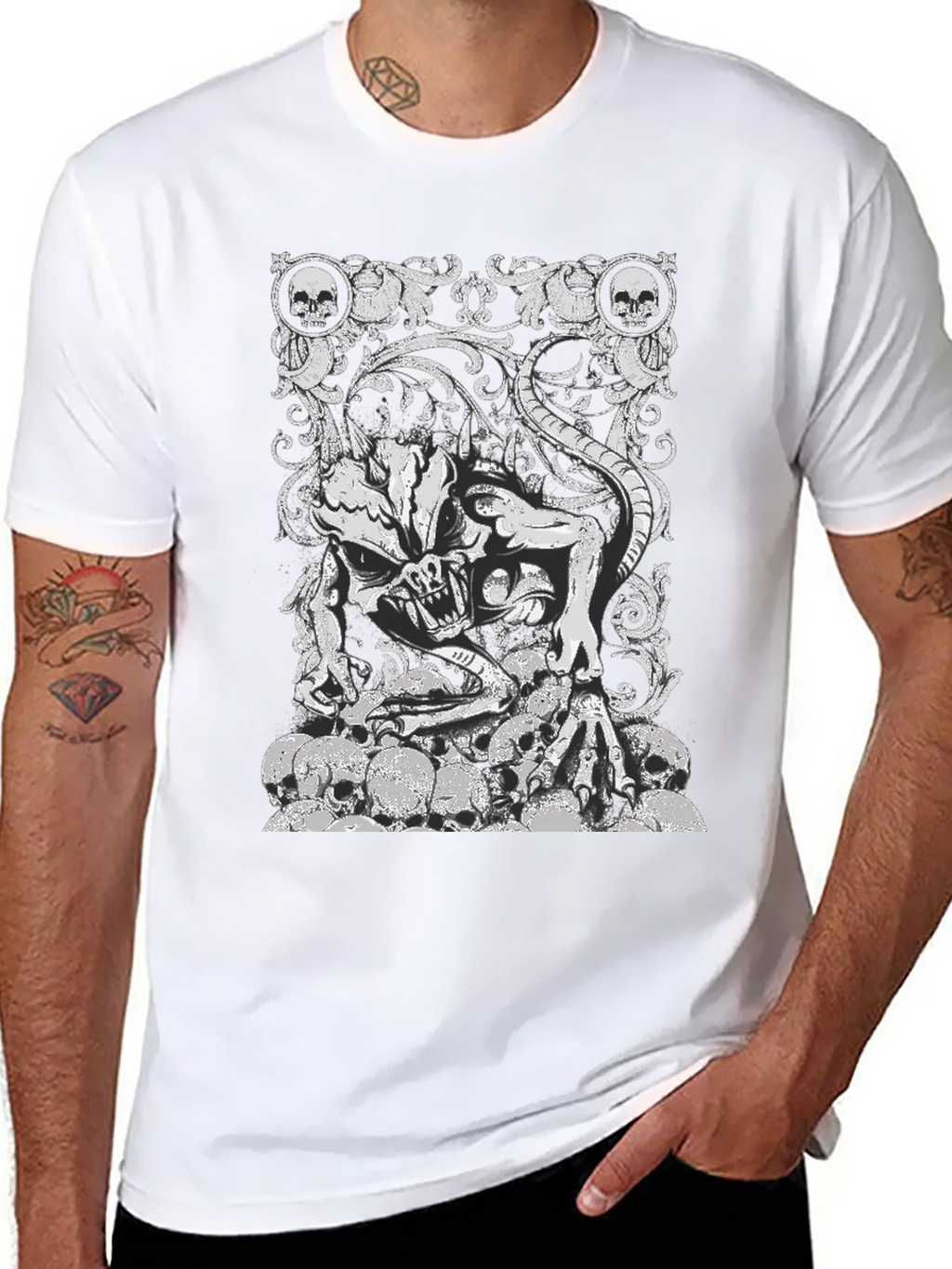 Skull Demon Graphic Black T-Shirt product image 7