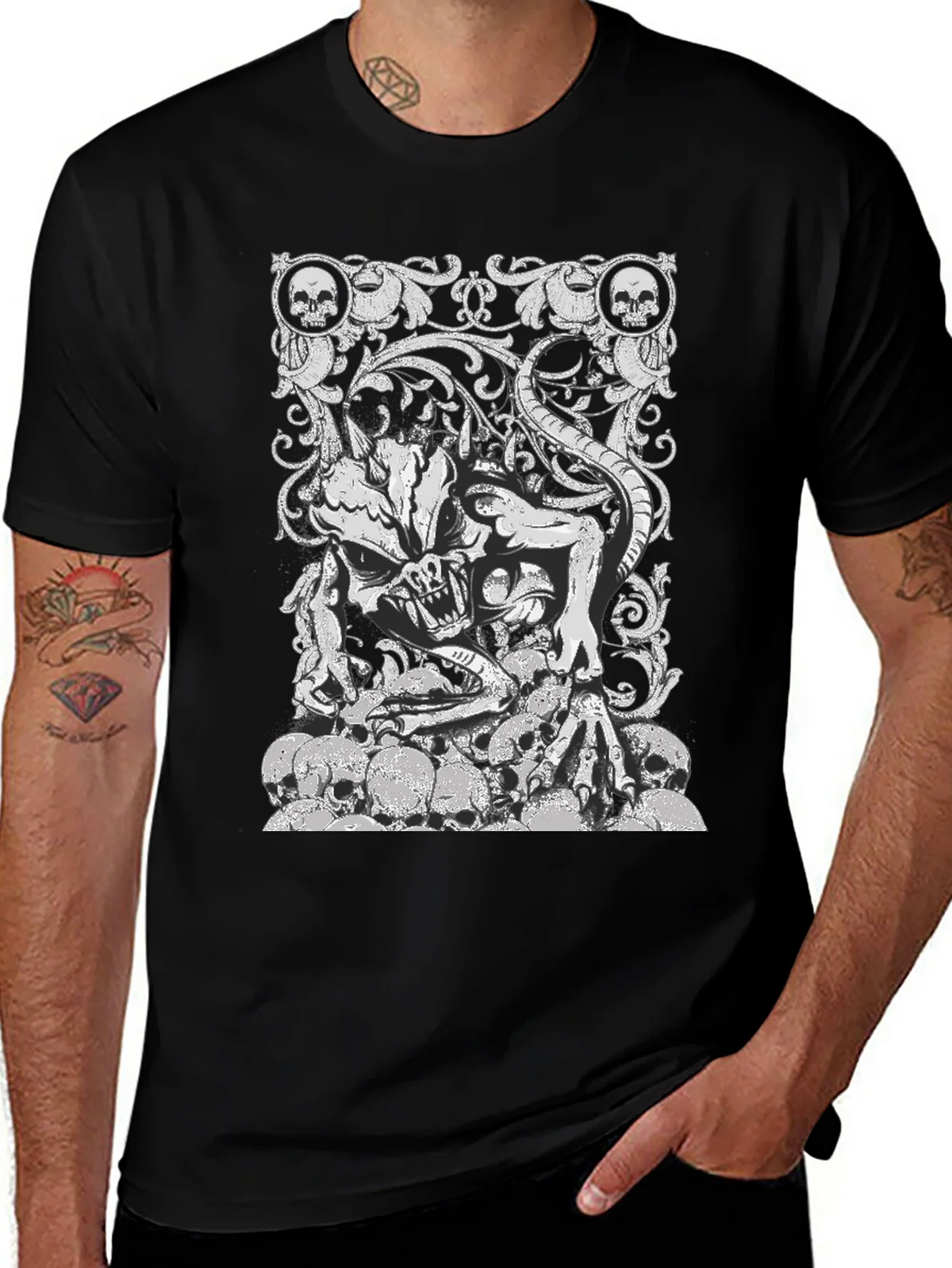 Skull Demon Graphic Black T-Shirt product image 1