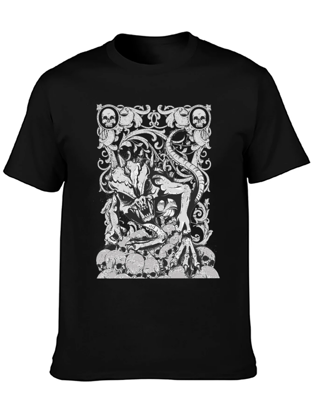 Skull Demon Graphic Black T-Shirt product image 3