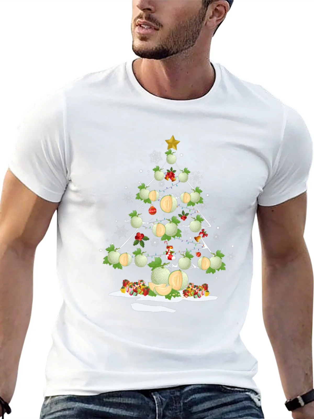 Melon Christmas Tree T-Shirt - Holiday Fun product image 12