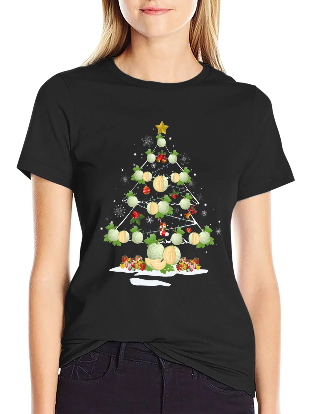 Melon Christmas Tree T-Shirt - Holiday Fun product image 2