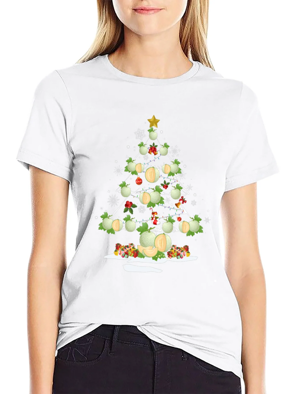 Melon Christmas Tree T-Shirt - Holiday Fun product image 8