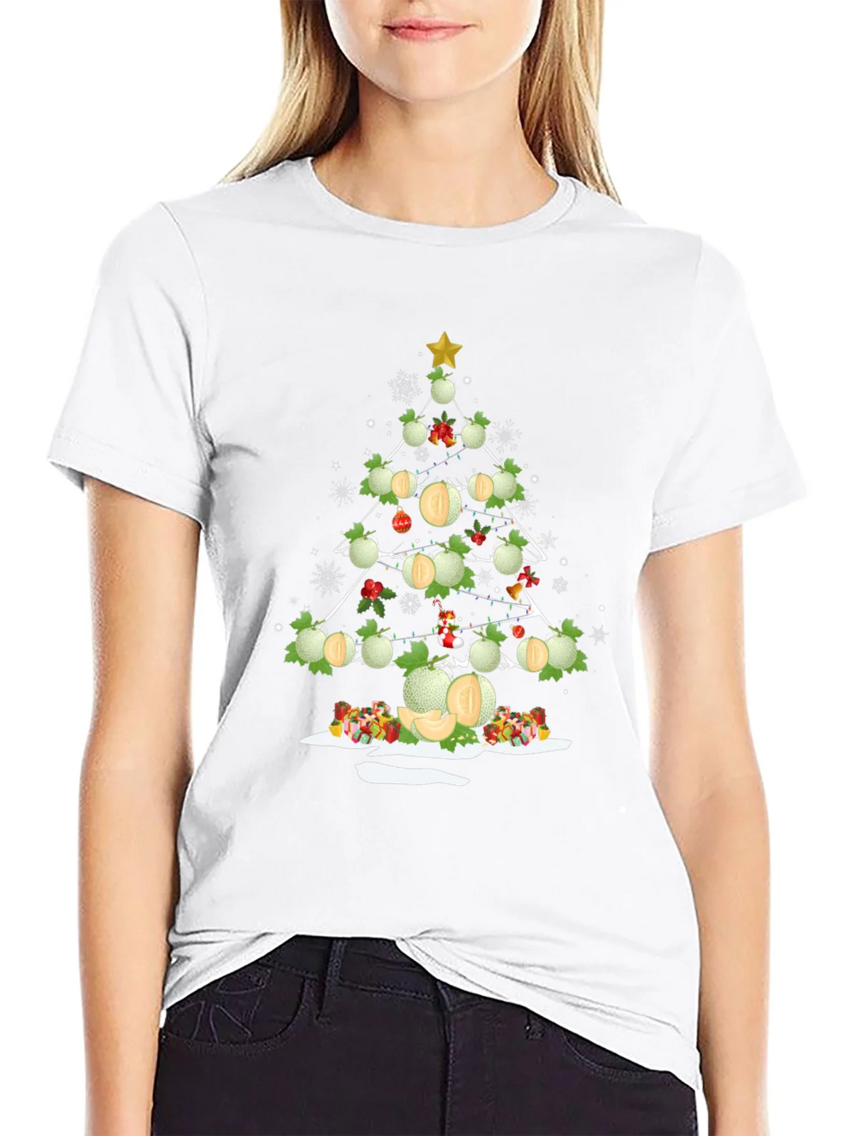Melon Christmas Tree T-Shirt - Holiday Fun product image 8
