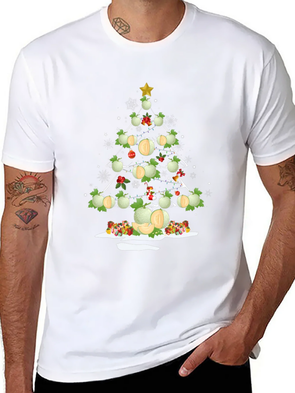 Melon Christmas Tree T-Shirt - Holiday Fun product image 7
