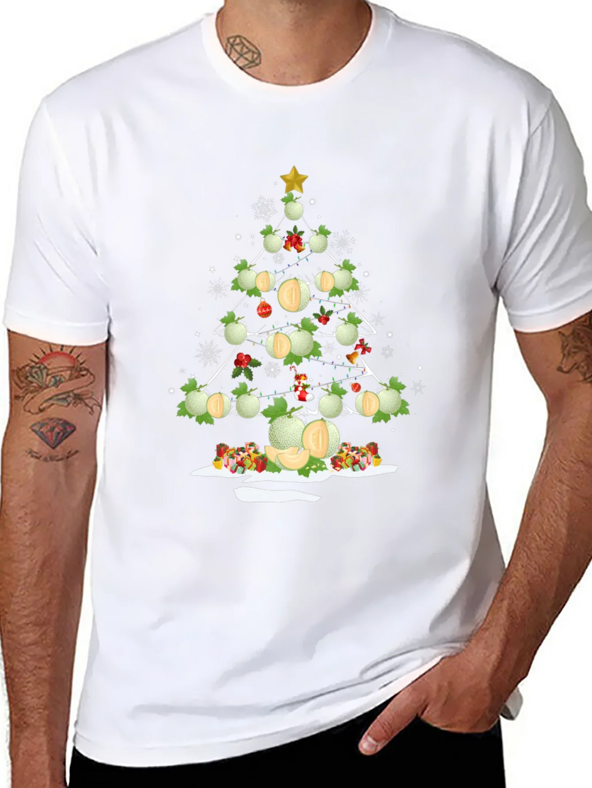 Melon Christmas Tree T-Shirt - Holiday Fun product image 7