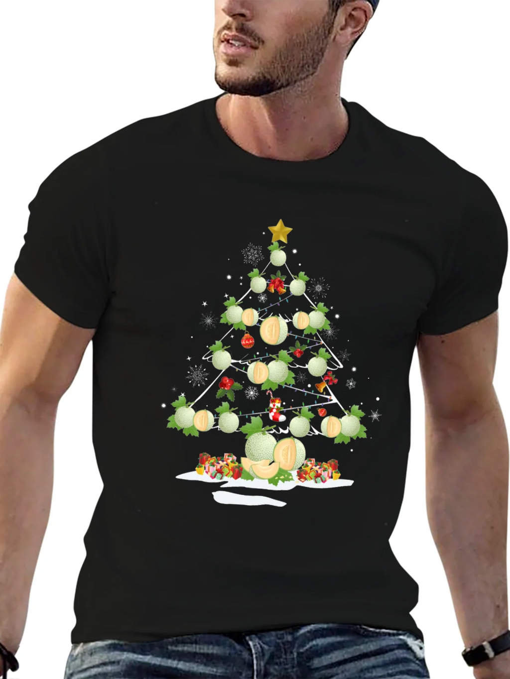Melon Christmas Tree T-Shirt - Holiday Fun product image 6