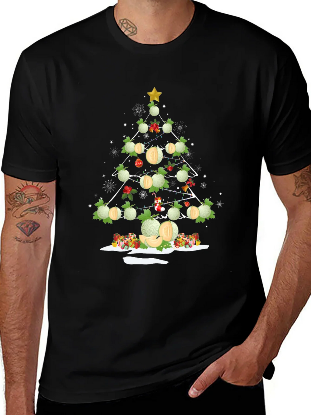 Melon Christmas Tree T-Shirt - Holiday Fun product image 1