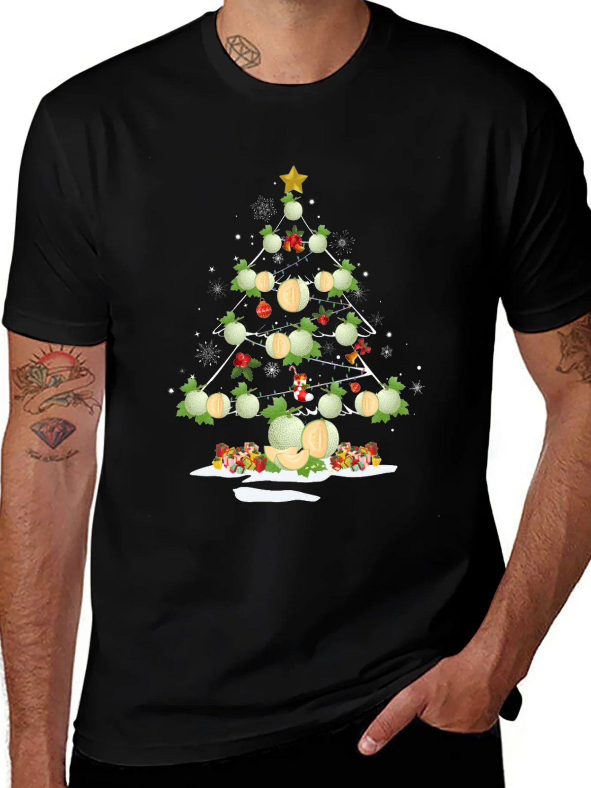 Melon Christmas Tree T-Shirt - Holiday Fun product image 1