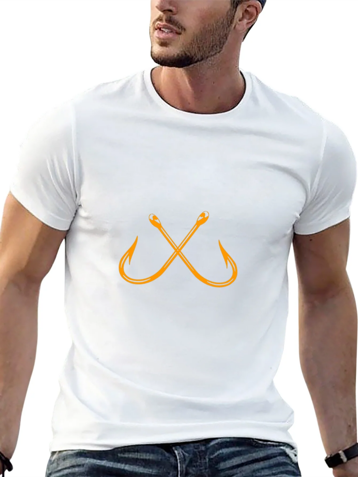 Fishing Hook Graphic T-Shirt - Black Cotton Tee product image 12