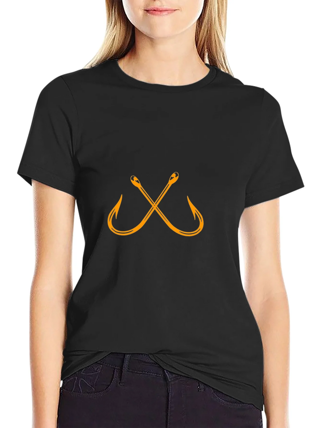 Fishing Hook Graphic T-Shirt - Black Cotton Tee product image 2