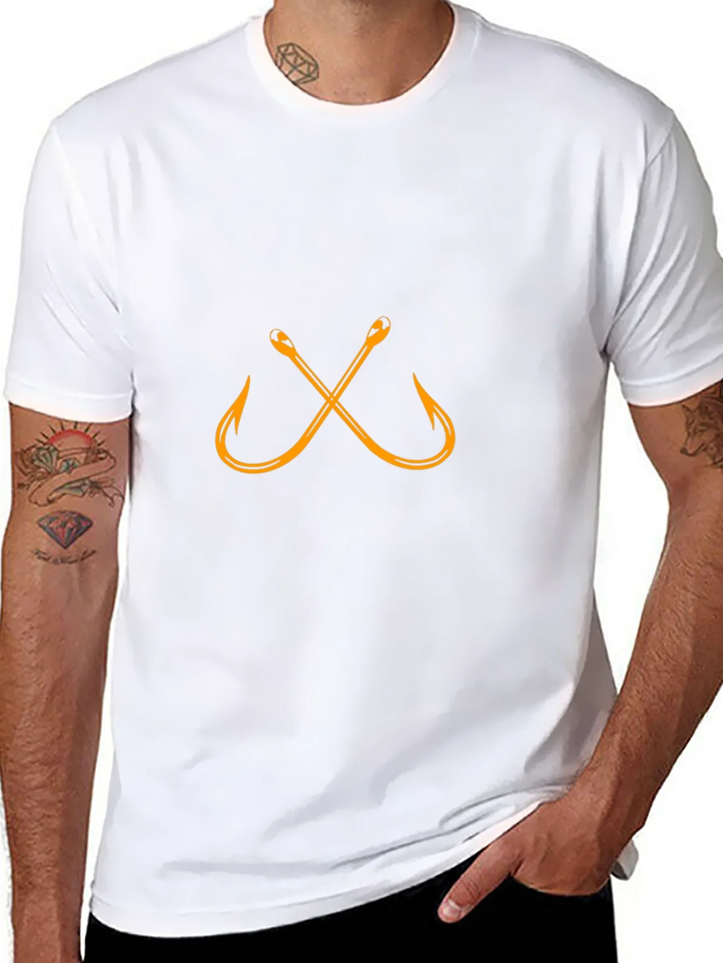 Fishing Hook Graphic T-Shirt - Black Cotton Tee product image 7