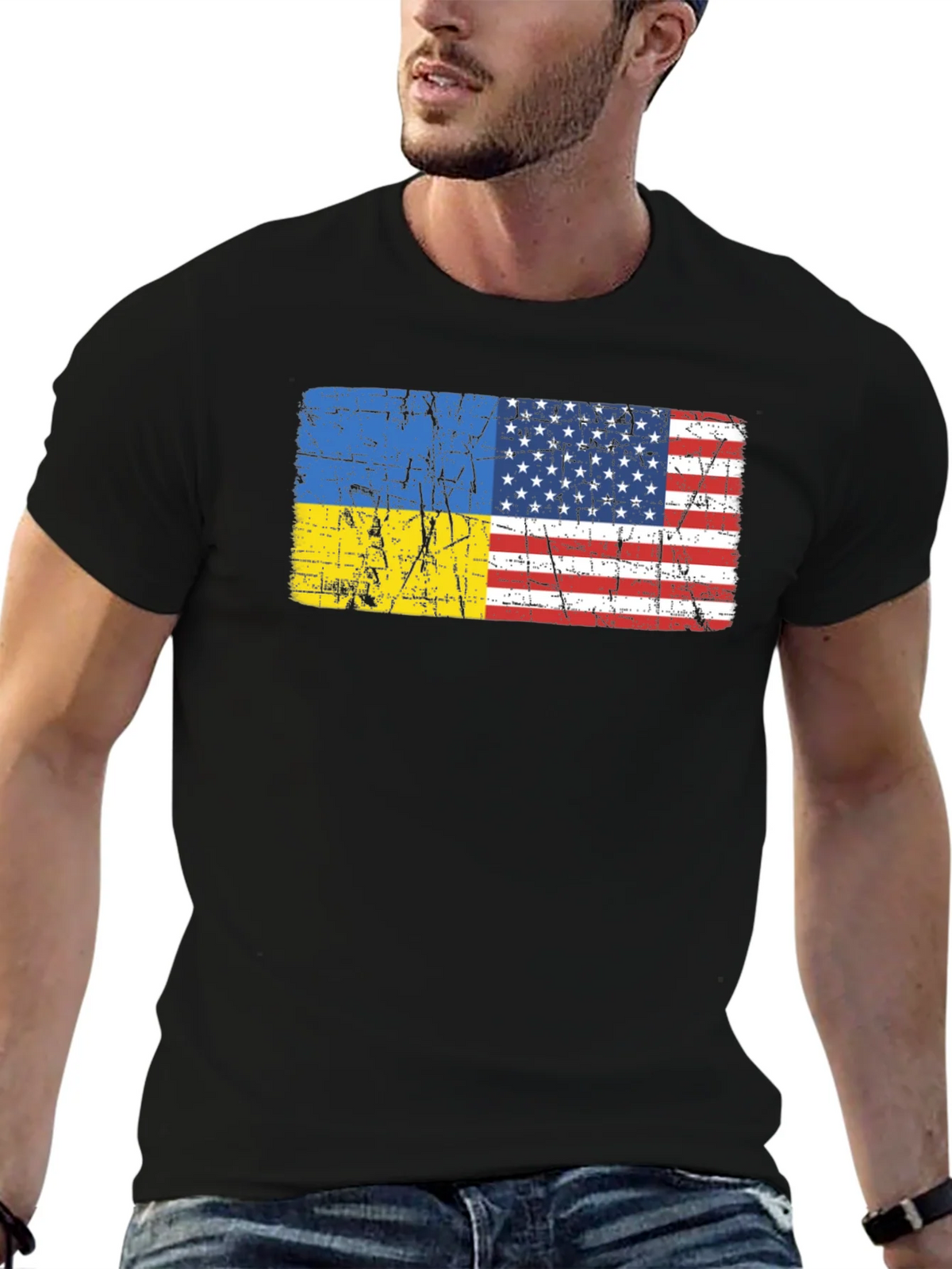 Ukraine USA Flag Graphic Tee product image 6