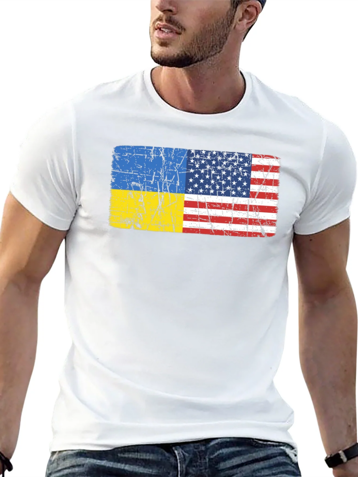 Ukraine USA Flag Graphic Tee product image 12