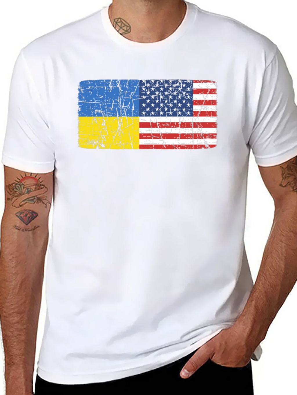 Ukraine USA Flag Graphic Tee product image 7