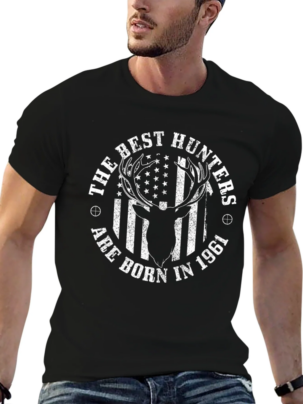 Hunters Born in 1961 T-Shirt Deer Graphic Mens Tee product image 5