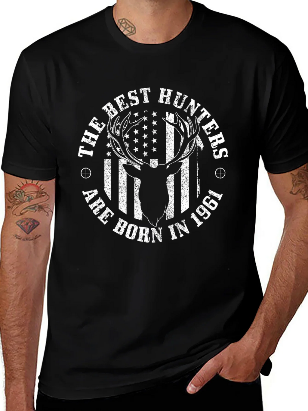 Hunters Born in 1961 T-Shirt Deer Graphic Mens Tee product image 1